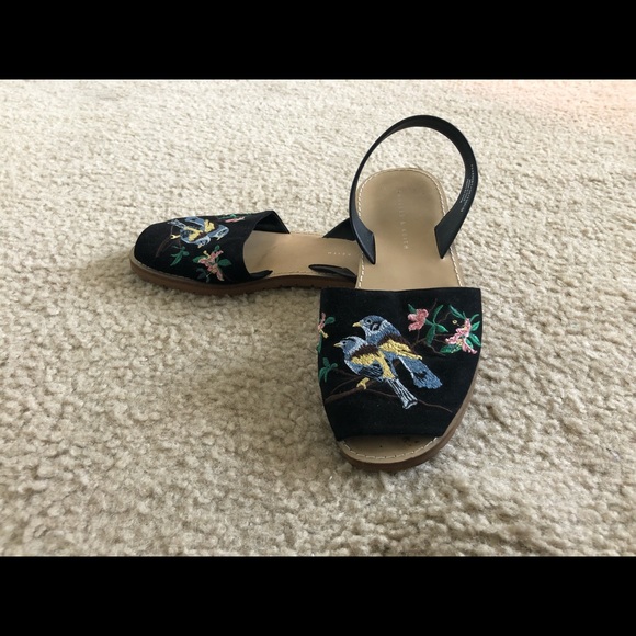 Charles & Keith Embroidered Peep-Toe Flat - Picture 3 of 4